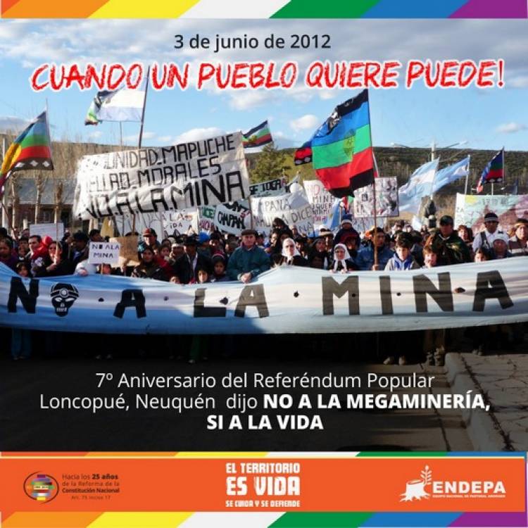 Aniversario del Referéndum en Loncopué, Neuquén. Hito en la lucha contra la megaminería.
